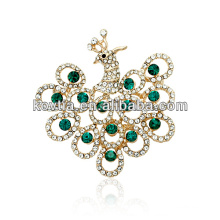 latest product of china artificial gold indian jewellery peacock rhinestone brooches